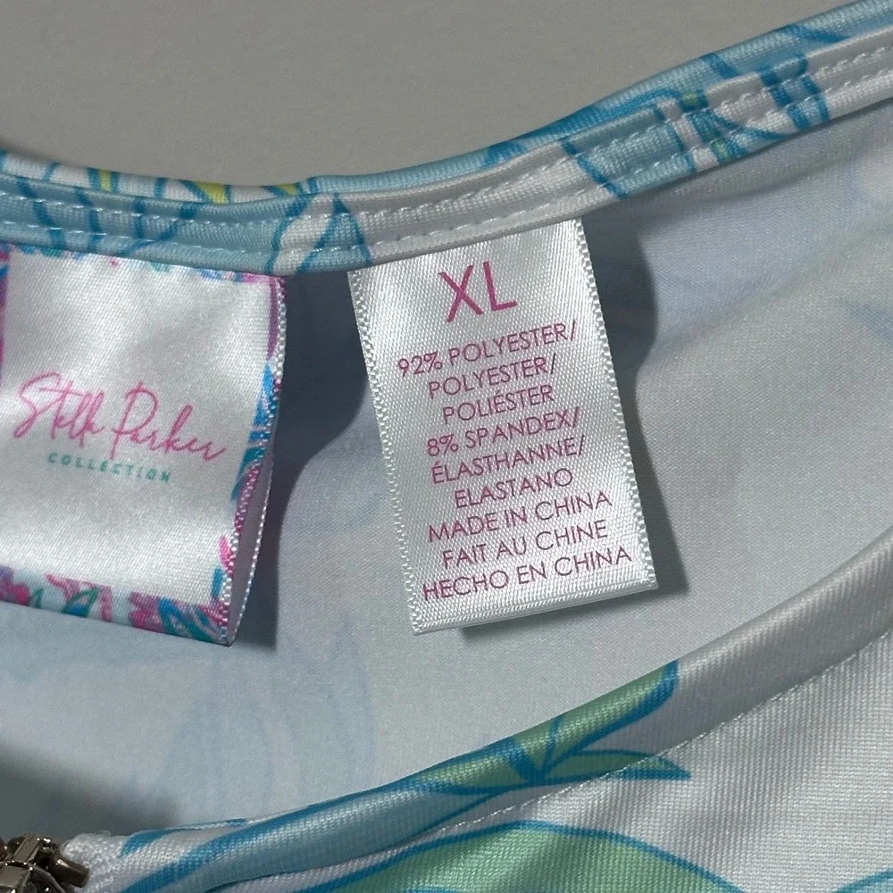Stella Parker XL Tropical Pineapple UPF 30+ Sun Protection Quarter Zip Dress NWT